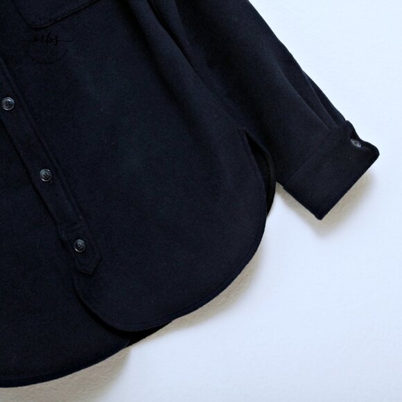 Slate & Stone Men's Wool Button Down Long Sleeve Shirt in Navy - Picture 4 of 7